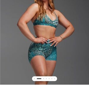 Gymshark Teal Leopard Print Bike Shorts